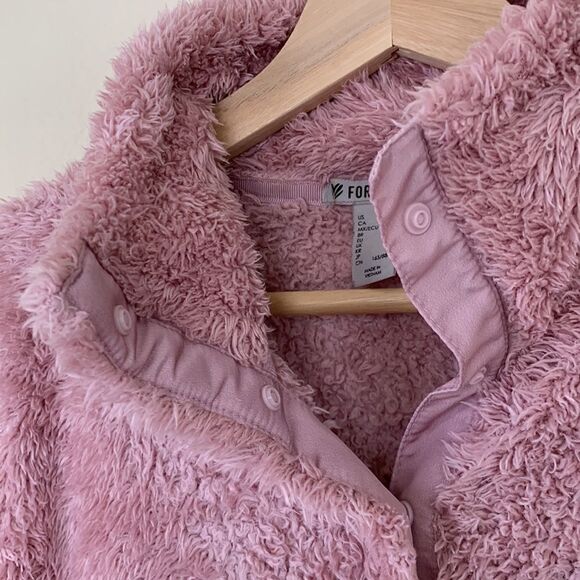 Forever 21 Pastel Pink Fuzzy Fur Sherpa quarter pullover size medium - Picture 5 of 5